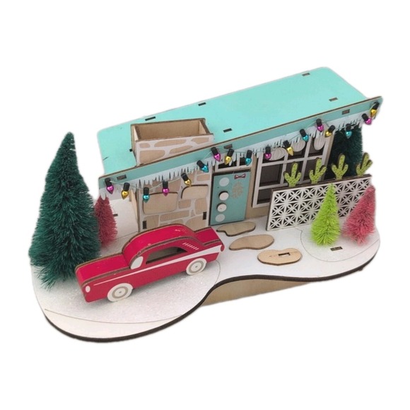 Cost Plus World Market Other - World Market Laser Cut Wood Mid Century Modern House LED Poodle Red Car 2021